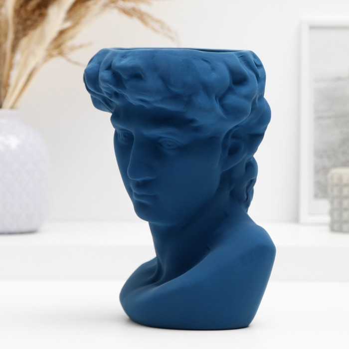 Кашпо - ваза Кашпо - ваза "Голова Давида" синее, 22*16*14 см