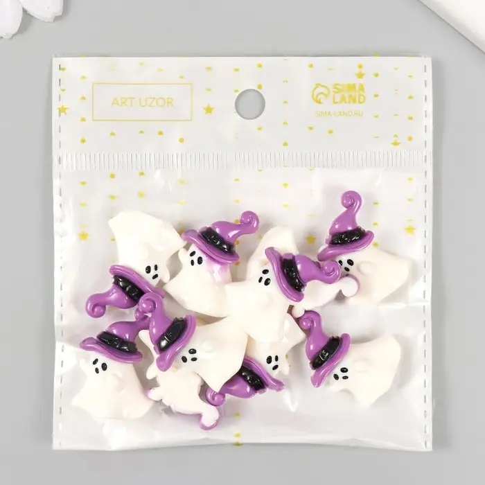 Декор для творчества пластик "Привидение в шляпе" 3х2,1х0,6 см