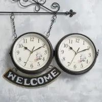 Часы настенные интерьерные WELCOME, двусторонние, на подвесе, бесшумные, плавный ход, 55&times;36 см, циферблат d=20 см, от батареек 2&times;АА