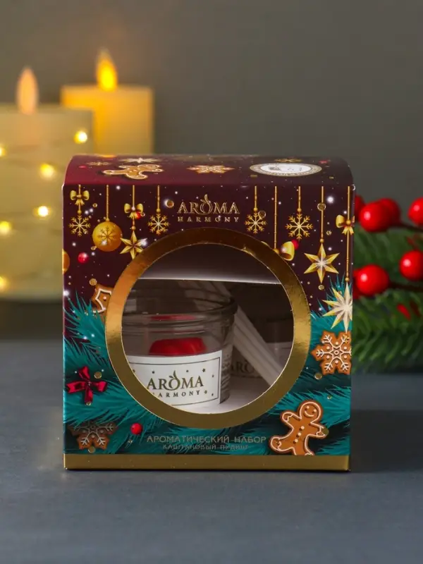 Ногодний ароматический набор "Каштановый пуддинг" свеча + диффузор