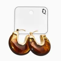 Серьги акрил "Стиль" подкова, цвет коричневый в золоте