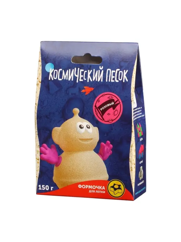 Игрушки в наборе ТМ Игрушки в наборе ТМ "Космический песок" розовый + формочка 150 г. Пакет.