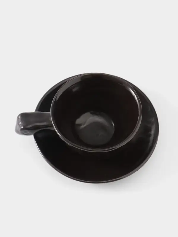 Чашка с блюдцем &laquo;Черепашка&raquo;, 13&times;13&times;7 см, керамика, тёмно-коричневая