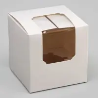 Коробка для капкейка, без ручек, белая, 9×9×9 см