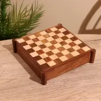 Игра настольная 3 в 1, шахматы, домино, кубики, доска 20&times;20 см, дерево шишам