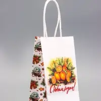 Пакет бумажный подарочный новогодний крафт &laquo;Атмосфера Нового Года&raquo; 16&times;12&times;6 см