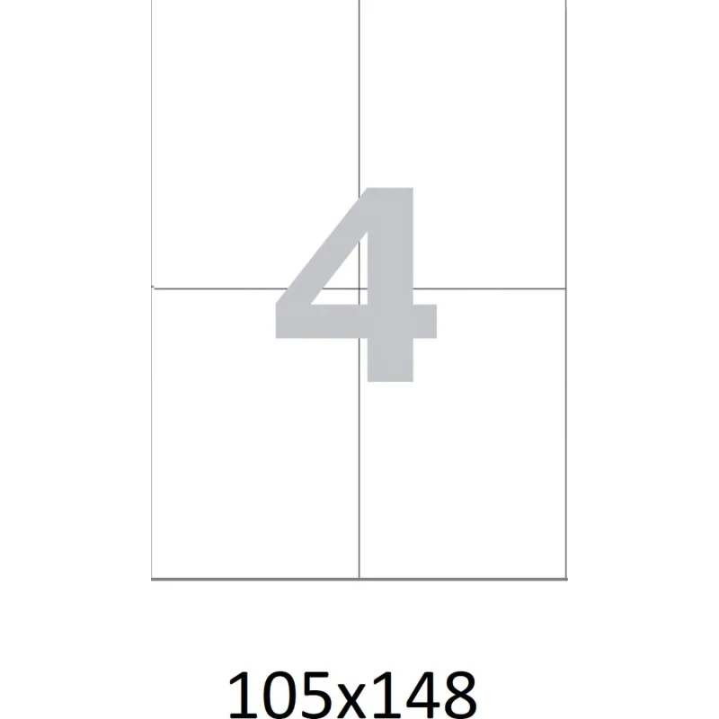 Этикетки самоклеящиеся кауч.к.105х148 4шт/л А4(100л/уп)