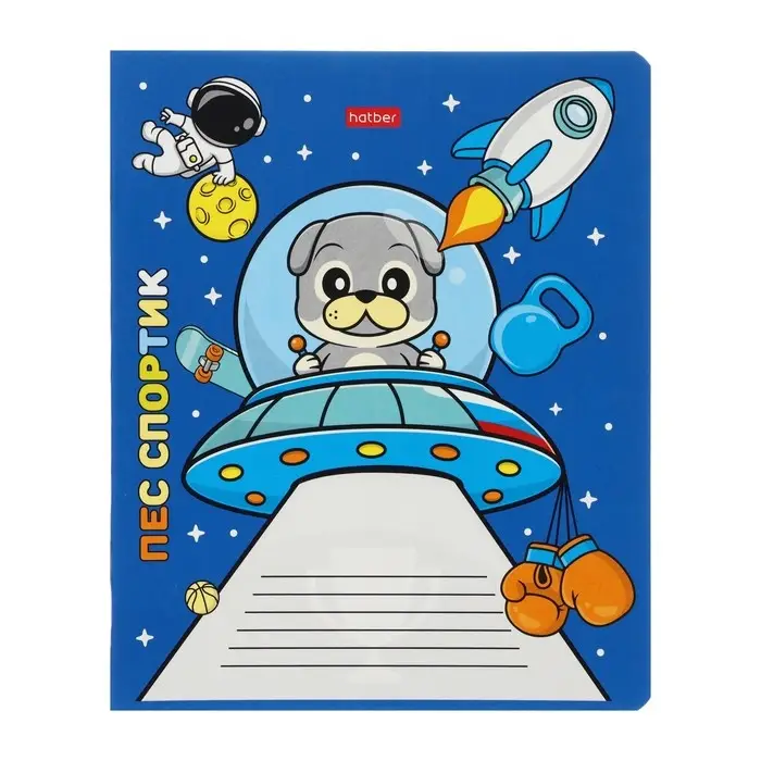 Тетрадь 12 листов в клетку Animals in space, обложка мелованный картон, МИКС