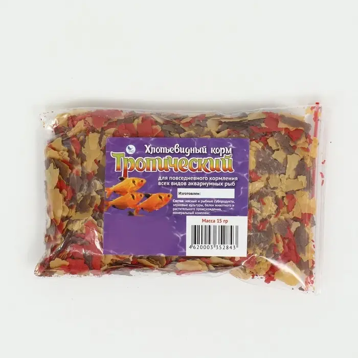Хлопьевидный корм для рыб  Хлопьевидный корм для рыб "Тропический", 15 г
