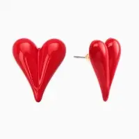 Серьги эмаль "Сердечки" вытянутые, цвет красный в золоте Серьги эмаль "Сердечки" вытянутые, цвет красный в золоте