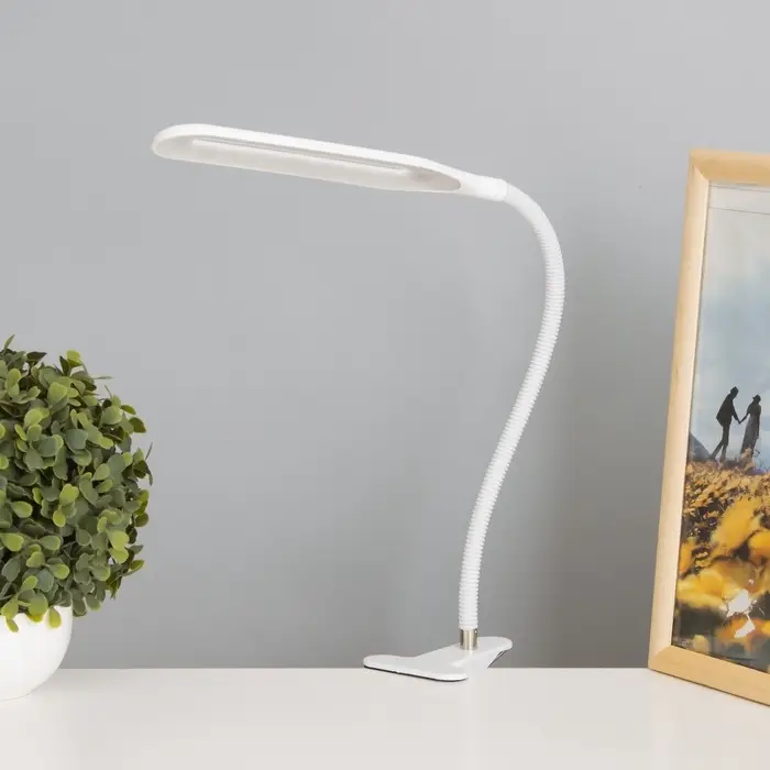 Лампа настольная RISALUX &laquo;Офисный белый&raquo;, светодиодная, на прищепке, от USB, 11&times;7.5&times;60.5 см