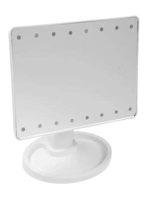 Зеркало KZ-06, подсветка, настольное, 26.5&times;16&times;12 см, 16 диодов, сенсорная кнопка, белое