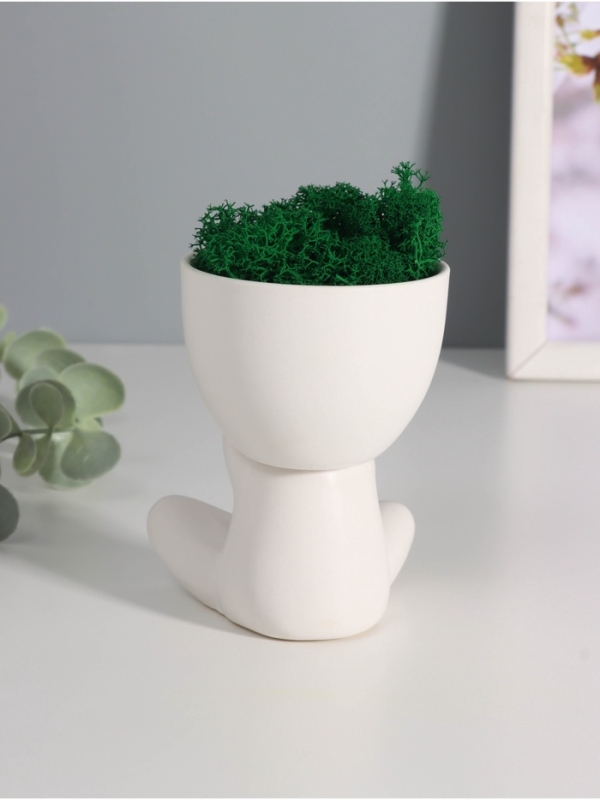 Кашпо керамика  Кашпо керамика "Мистер Грин" любитель тишины 10*7,5*8 см белый