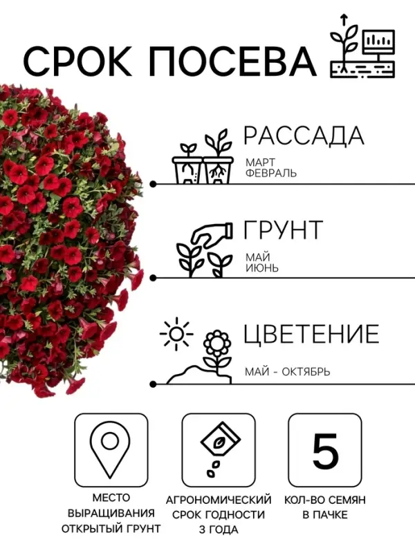 Семена цветов Петуния &laquo;Джоконда&raquo; F1, фиолетовая, драже, 5 шт.