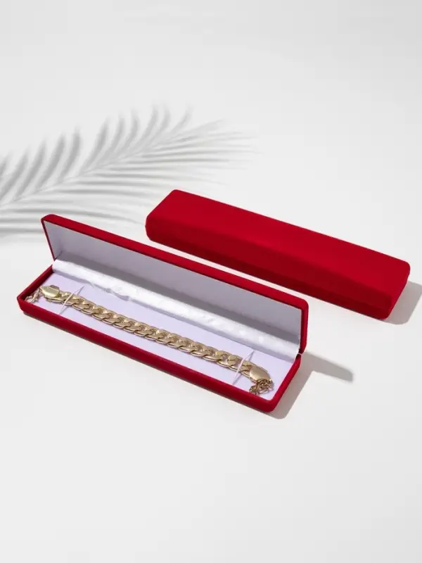 Футляр бархатный под браслет, цепочку, часы &laquo;Пенал&raquo;, 21.5&times;5&times;2.5 см, красный, вставка белая