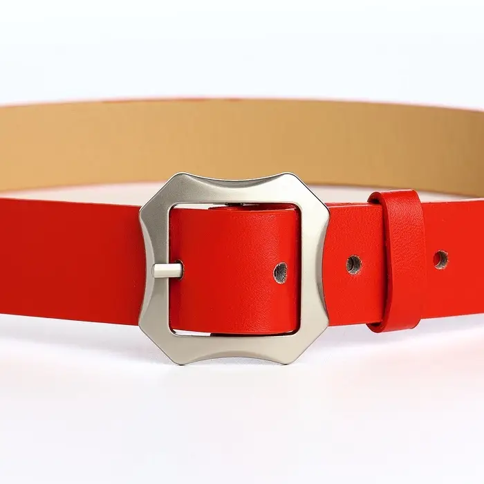 Ремень женский с винтом, 110&times;2.5 см, матовая классическая пряжка металл, красный