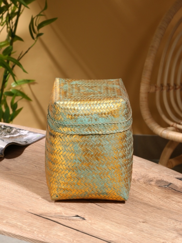 Корзинка плетеная Корзинка плетеная "Голден" 20х20х26 см, голубой