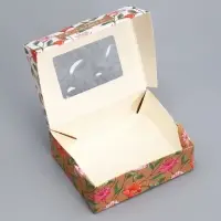 Кондитерская упаковка, коробка с ламинацией «Крафт», 10 х 8 х 3.5 см
