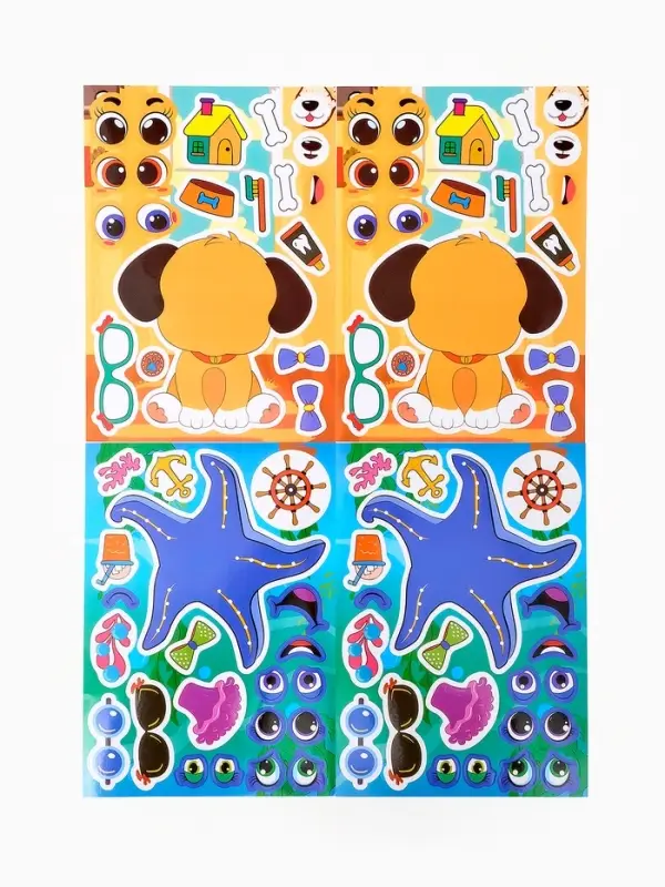 Наклейки детские для творчества "Животные" набор 24 шт