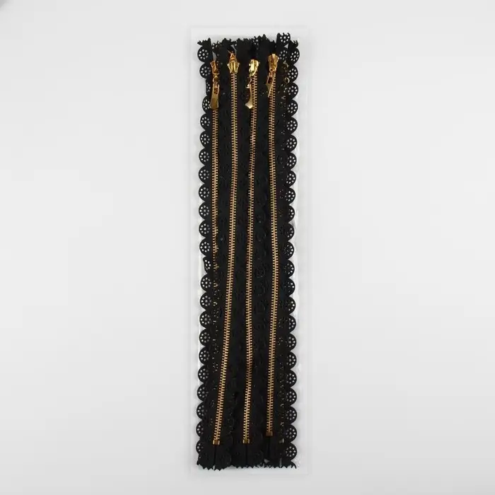 Молния металлическая, №3, неразъёмная, замок автомат, 30 см, чёрная