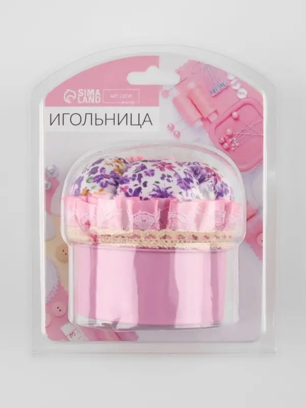 Игольница со шкатулкой для хранения мелочей, 8&times;7.8&times;7.8 см, цвет розовый