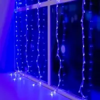Гирлянда &laquo;Водопад&raquo; 2&times;1.5 м, IP20, прозрачная нить, 400 LED, свечение синее, 8 режимов, 220 В