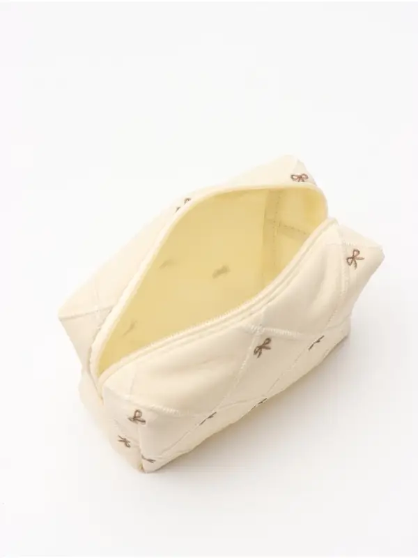 Косметичка кирпичик бантики, 19*8*10, бежевый