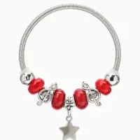 Браслет с шармами &laquo;Марджери&raquo;, звезда, красный в серебре, d=6.5 см