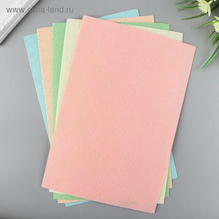 Фетр "BLITZ" 1 мм, мягкий 20х30 см ± 2 см (набор 5 шт) ассорти №5