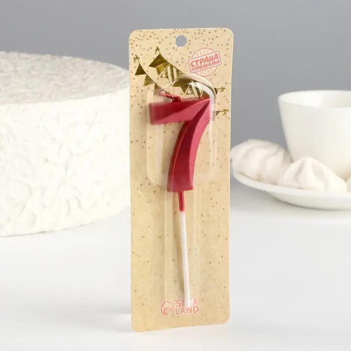 Свеча в торт на шпажке «Цифра 7», красная, 5 см Свеча в торт на шпажке «Цифра 7», красная, 5 см