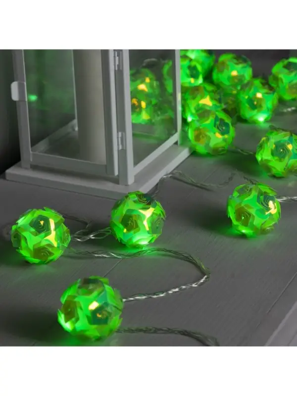Гирлянда &laquo;Нить&raquo; 4.5 м с насадками &laquo;Цветочные шары&raquo;, IP20, прозрачная нить, 15 LED, свечение зелёное, 220 В