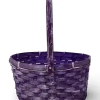 Корзина плетёная для хранения, 26&times;26&times;12 см, ручка h=21 см, бамбуковая, сиреневая