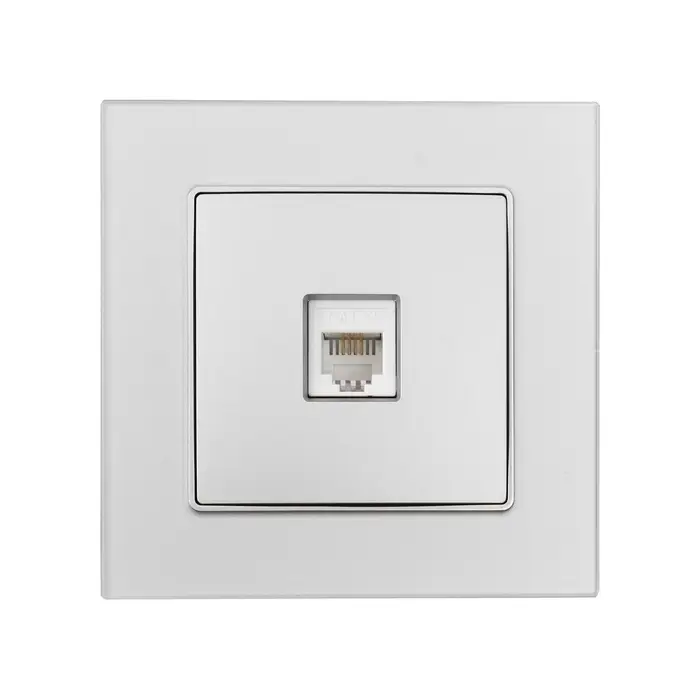 Розетка телефонная TOT Matte Glass, стекло, скрытая, одноместная, серебристая