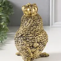 Сувенир полистоун "Золотая сова в короне" 10х10х16 см