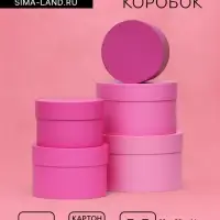 Набор круглых подарочных коробок 5 в 1 &laquo;Пантон 230 - однотонный&raquo;, 23&times;23&times;14 - 15&times;15&times;10 см