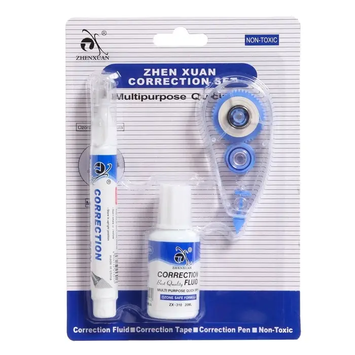 Корректор-лента Zhen Xuan 6 м &times; 5 мм, с корректором 18 мл, с корректирующим карандашом 7 мл, металлический наконечник, на основе растворителя