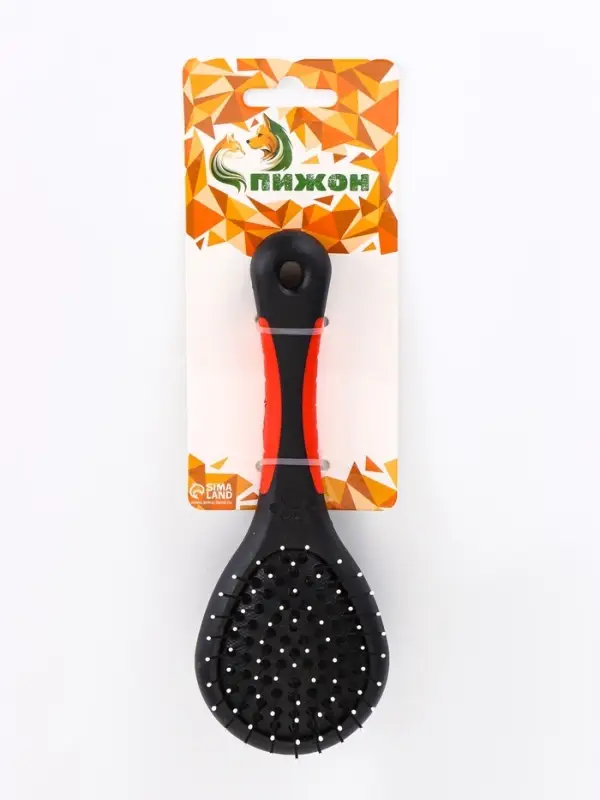 Щётка-расчёска двухсторонняя, 17.5&times;6.5 см, нескользящая ручка, чёрная, красная