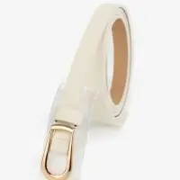 Ремень женский тонкий, 110&times;1.2 см, пряжка металл, золотистая, белый