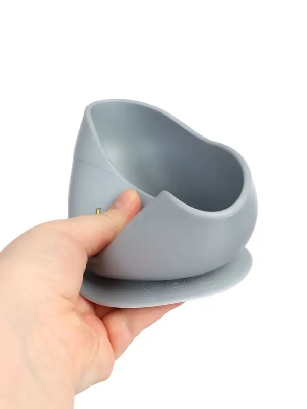 Детская силиконовая тарелка, со слонёнком, цвет серый