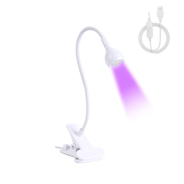 Лампа для гель лака, LED, на прищепке, 1 диод, 3 Вт, от USB Лампа для гель лака, LED, на прищепке, 1 диод, 3 Вт, от USB