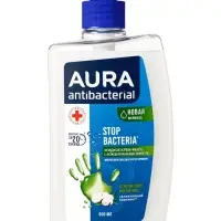 Крем-мыло AURA антибактериальное, с эффектом Active Herb, хлопковое молочко, 0.5 л