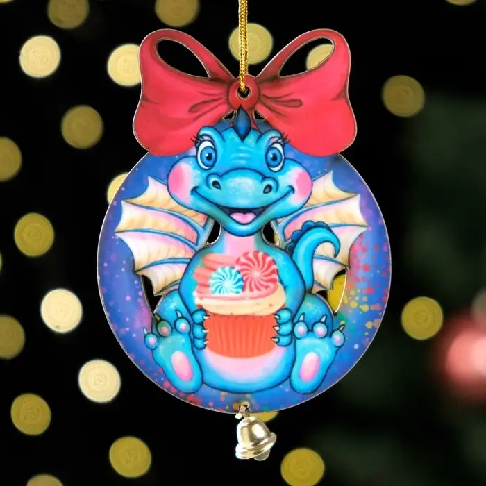 Ёлочная игрушка «Дракон в синем шарике», ламинация, 73×95 мм Ёлочная игрушка «Дракон в синем шарике», ламинация, 73×95 мм