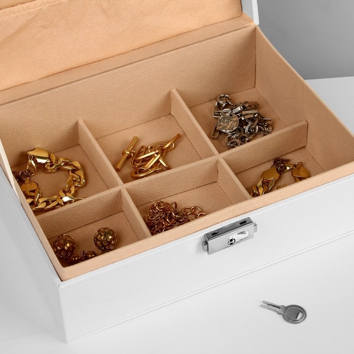 Подставка для украшений «Шкатулка» съёмная подставка, 17×23×8,5 см, цвет белый Подставка для украшений «Шкатулка» съёмная подставка, 17×23×8,5 см, цвет белый