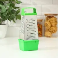 Тёрка с контейнером КВАРЦ &laquo;Комфорт&raquo;, 4 грани, 450 мл, 11&times;8.5&times;27 см, металл, МИКС