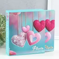 Фотоальбом на 100 фото 13х18 см "Сердца на веревочках" в коробке 5х18х20,5 см