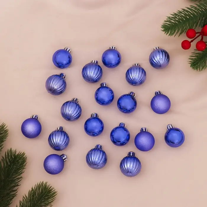 Ёлочные игрушки &laquo;Лагуна ассорти&raquo;, шары новогодние, d=3 см, набор 36 шт., синий