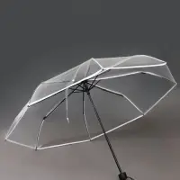 Зонт механический &laquo;Однотонный&raquo;, 3 сложения, 8 спиц, R=48/53 см, d=96 см, прозрачный, белый