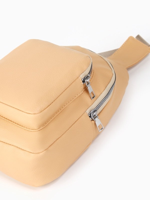 Рюкзак-слинг, 18*5,5*29 см, отд на молнии, 1 н/карман, бежевый