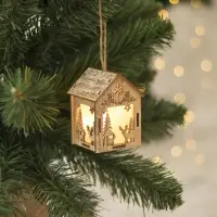 Ёлочная игрушка &laquo;Домик с оленем&raquo;, 8&times;5&times;6 см, 1 LED, от батареек, свечение тёплое белое