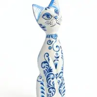 Фигура &laquo;Кошка с синей росписью&raquo;, 9&times;4.5&times;30 см, дерево